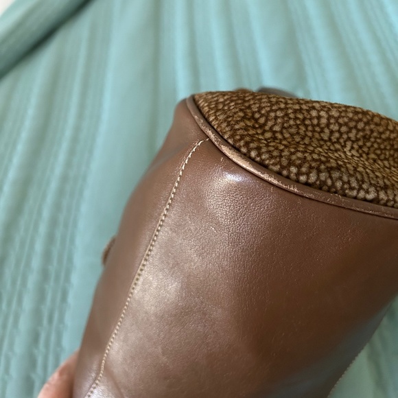 BORBONESE Clutch Suede Leather Brown Gold - Picture 8 of 11